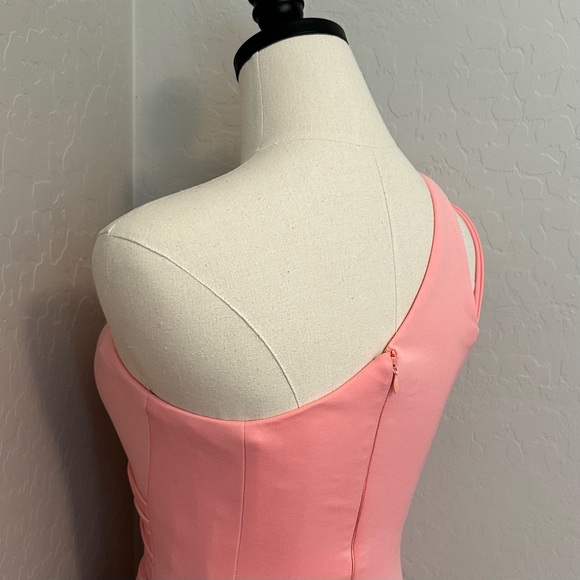 NEW JOVANI SZ 4 BLUSH ASYMMETRICAL ONE SHOULDER FORM FIT FORMAL EVENING GOWN - Picture 5 of 16